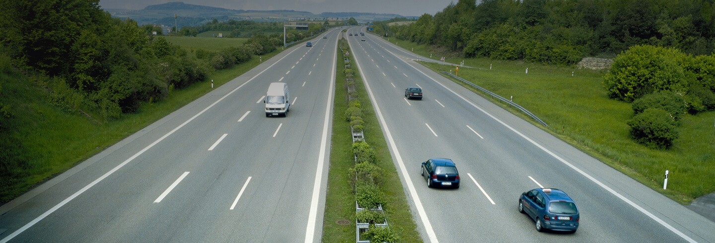 delivery van driving on highway