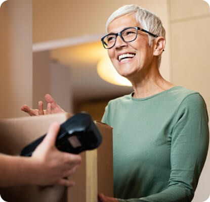 Customer receiving package