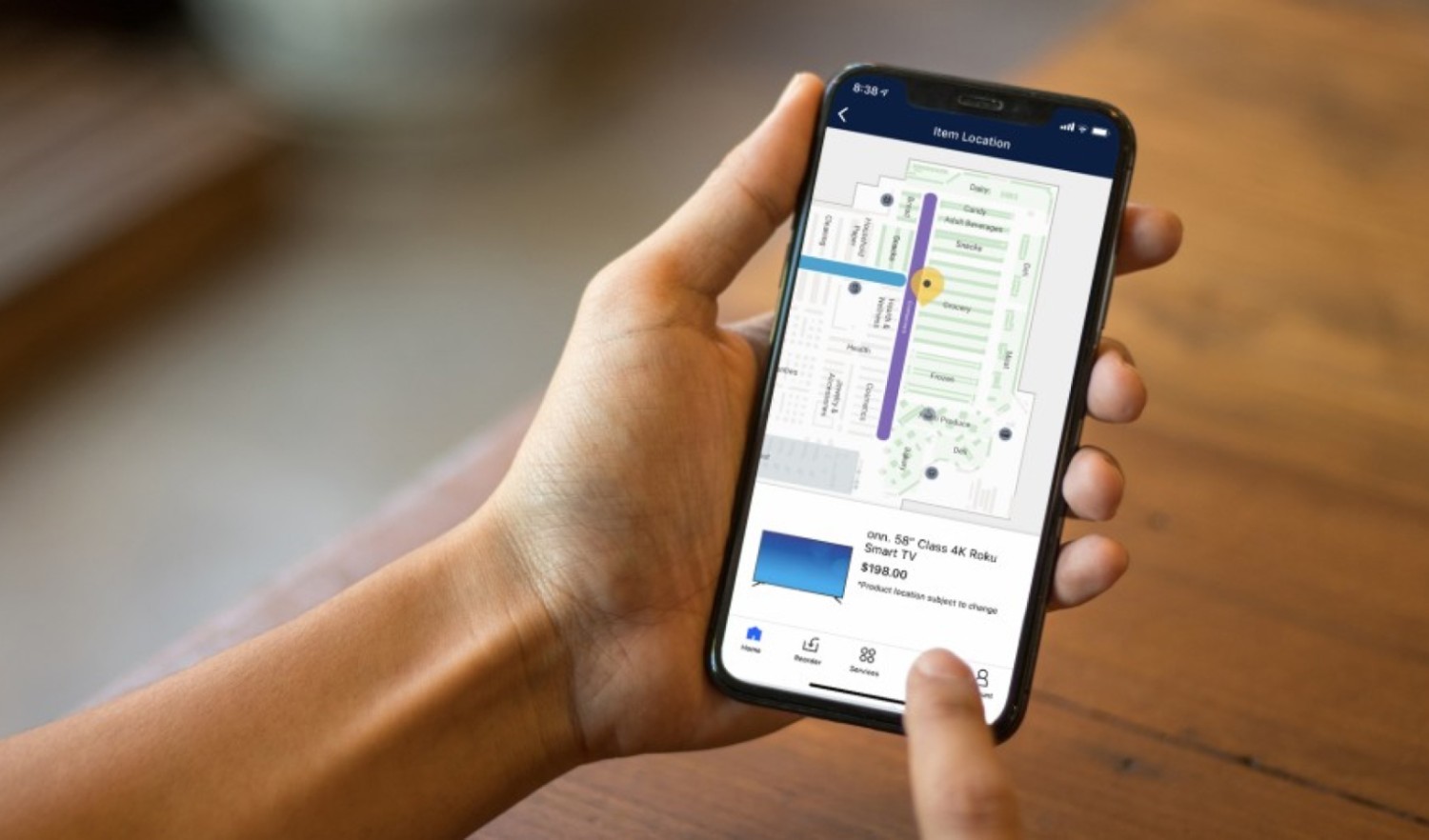 A graphical user interface of a mobile application shows directions.